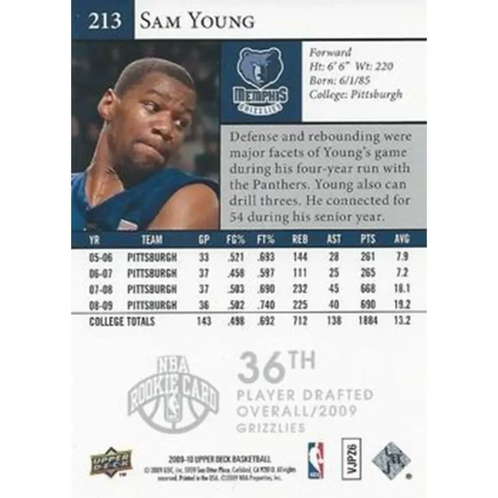 2009 Upper Deck Basketball Card - #213 Sam Young